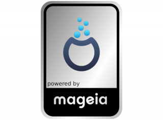 Powered by Mageia Aluminum Case Badge 